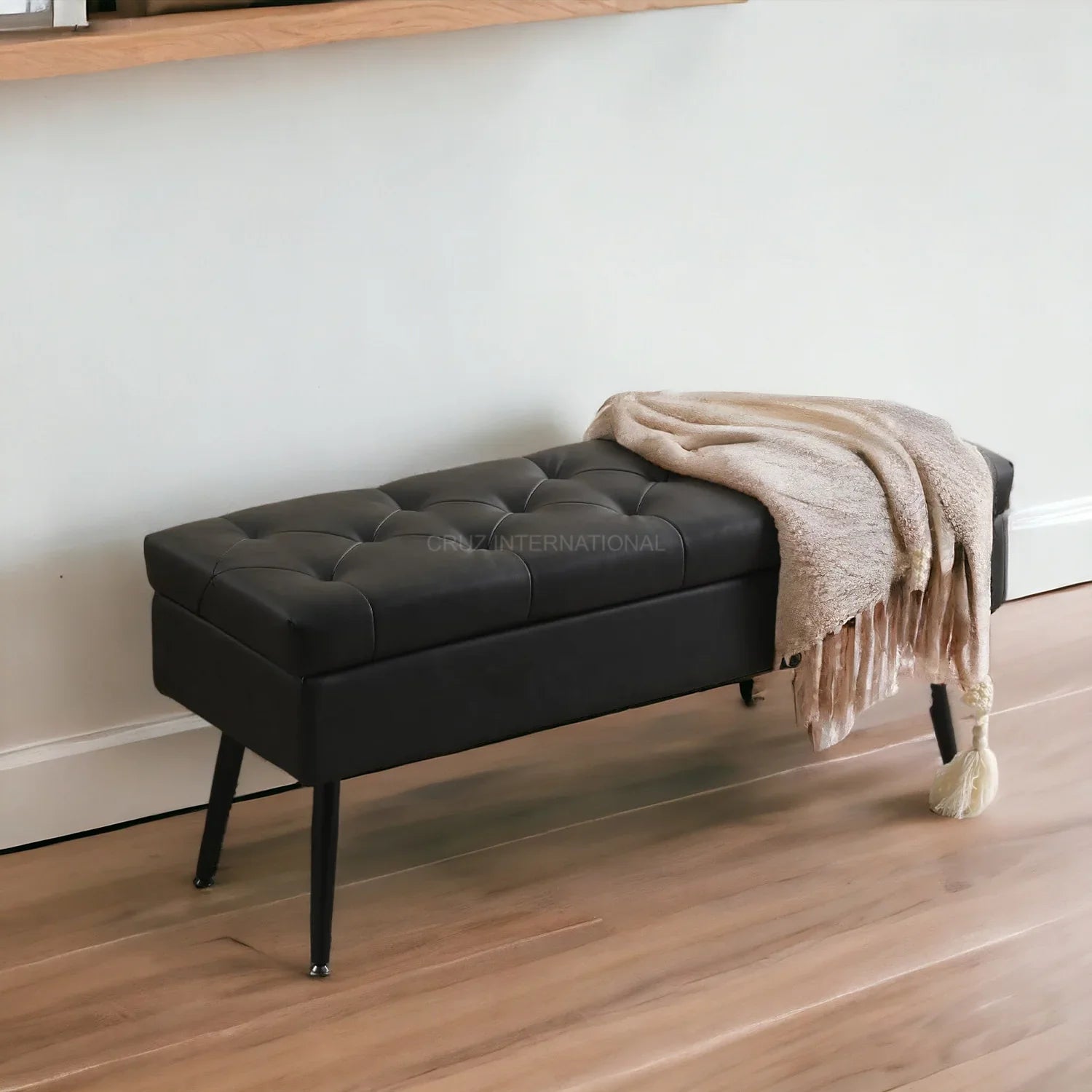 Chic Ottoman Bench with Generous Storage - Bench - CRUZ INTERNATIONAL - Furniture Store